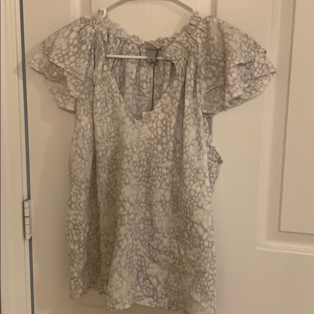 Grey and white blouse